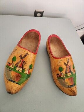 Pair Of Vintage Wooden Holland Shoes